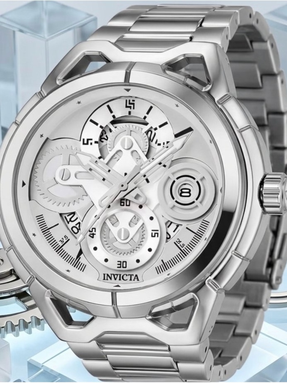 Invicta S1 Racing Skeleton Chronograph Mens Luxury Silver Collection Watch 48mm!